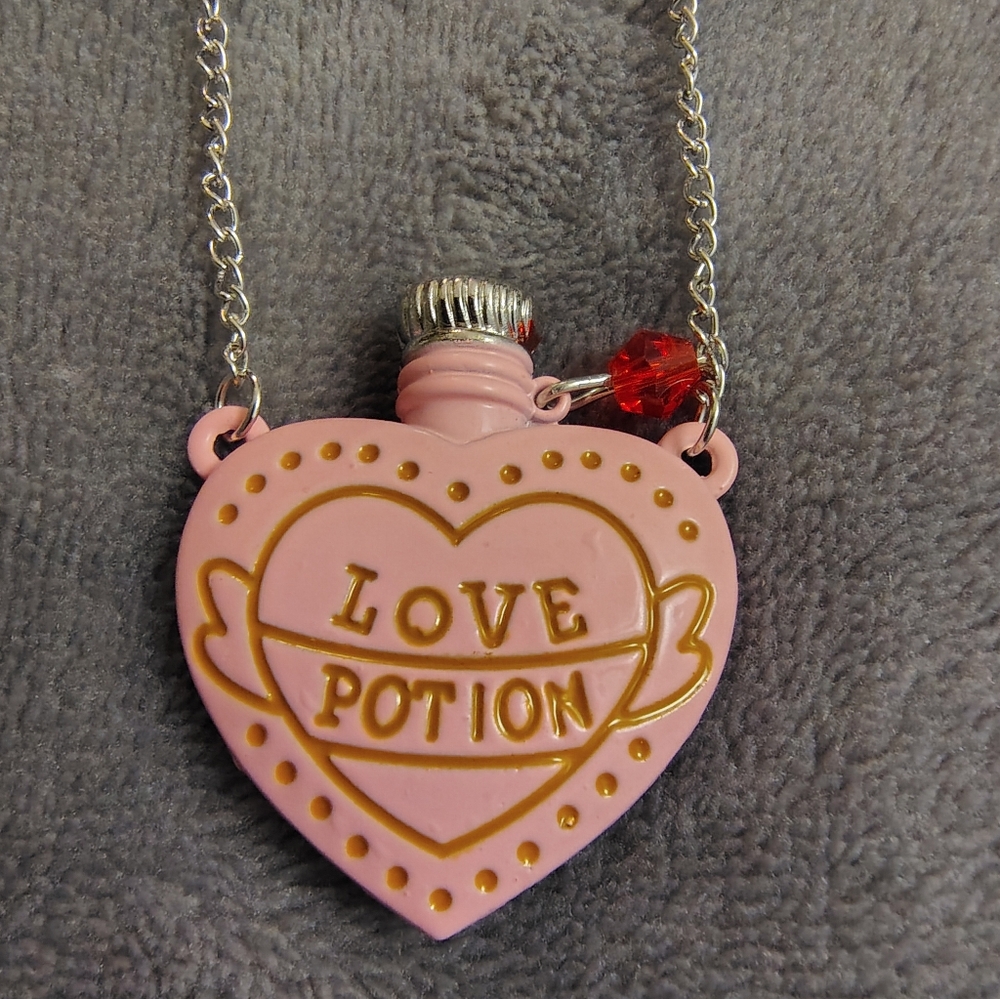 Pink Heart "Love Potion" Pendant Necklace